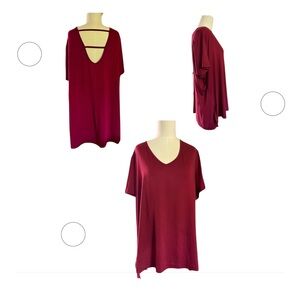 NEW Deep V Cut Out Back Red Tee Livi Active for Lane Bryant Size 22/24